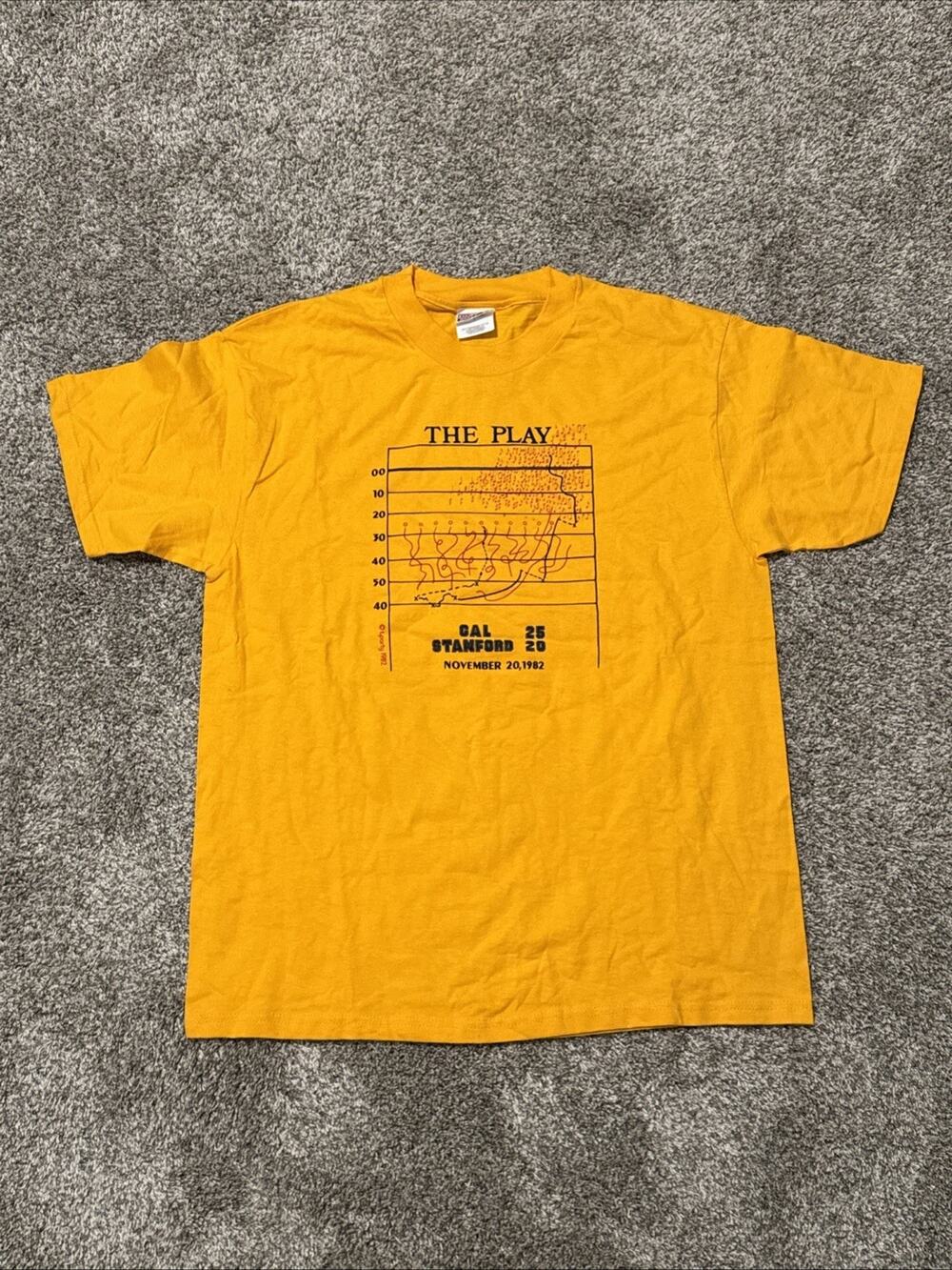 Vintage CAL Stanford The Play 1982 Big Game Band Hanes Beefy T-Shirt Mens Large